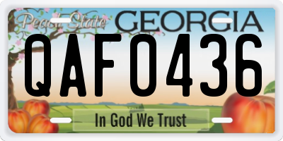 GA license plate QAF0436
