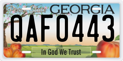 GA license plate QAF0443