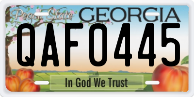 GA license plate QAF0445