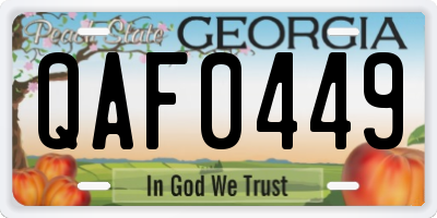 GA license plate QAF0449