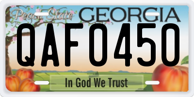 GA license plate QAF0450
