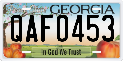 GA license plate QAF0453