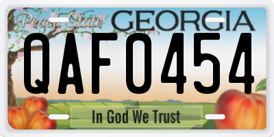 GA license plate QAF0454