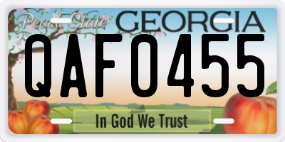 GA license plate QAF0455