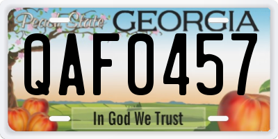 GA license plate QAF0457