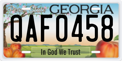 GA license plate QAF0458