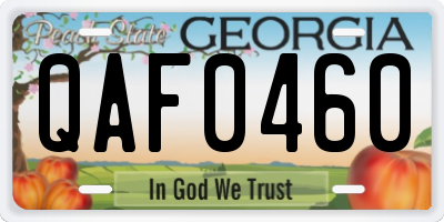 GA license plate QAF0460