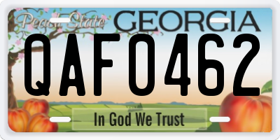 GA license plate QAF0462