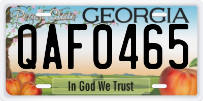 GA license plate QAF0465