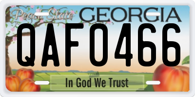 GA license plate QAF0466