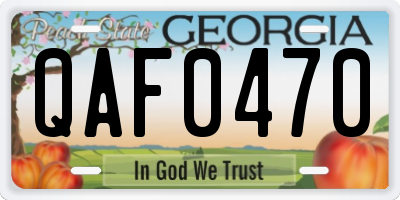 GA license plate QAF0470