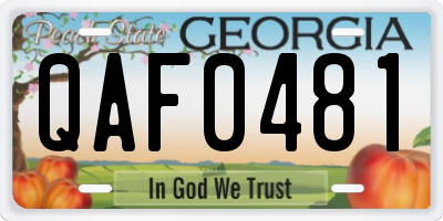 GA license plate QAF0481