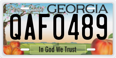 GA license plate QAF0489