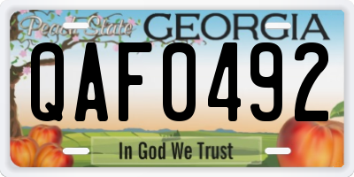GA license plate QAF0492