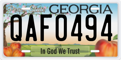 GA license plate QAF0494