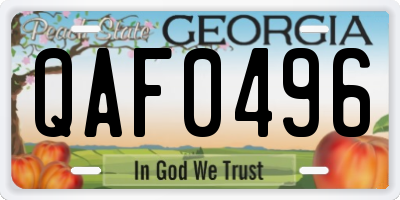 GA license plate QAF0496