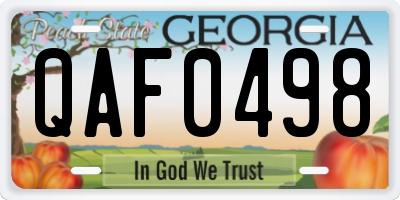 GA license plate QAF0498