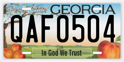 GA license plate QAF0504