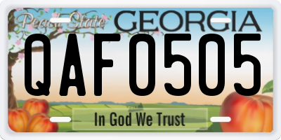 GA license plate QAF0505