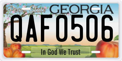GA license plate QAF0506