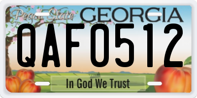 GA license plate QAF0512