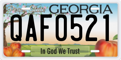 GA license plate QAF0521