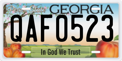 GA license plate QAF0523