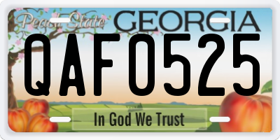 GA license plate QAF0525