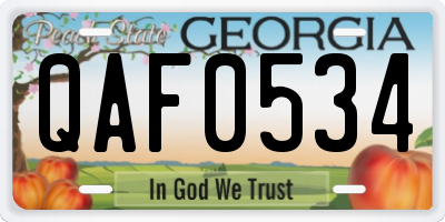 GA license plate QAF0534