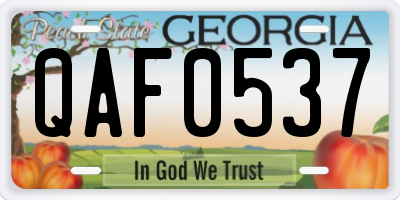 GA license plate QAF0537
