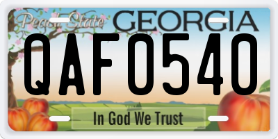 GA license plate QAF0540
