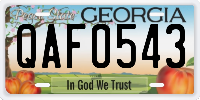 GA license plate QAF0543