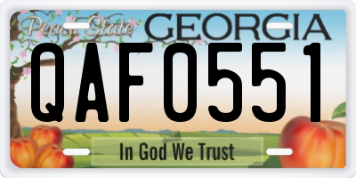 GA license plate QAF0551