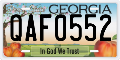 GA license plate QAF0552