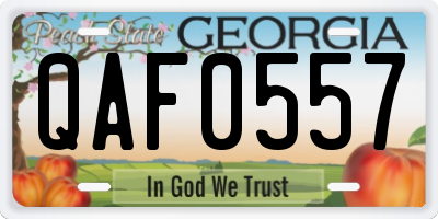 GA license plate QAF0557