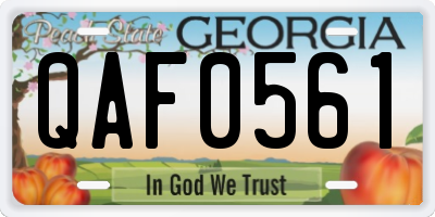 GA license plate QAF0561