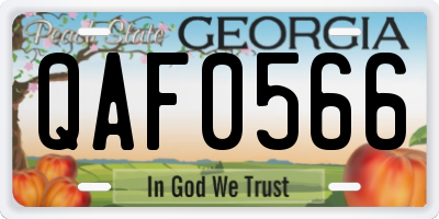 GA license plate QAF0566