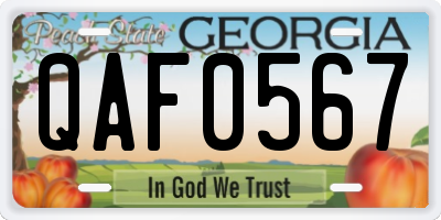GA license plate QAF0567