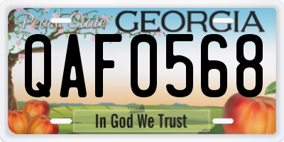 GA license plate QAF0568