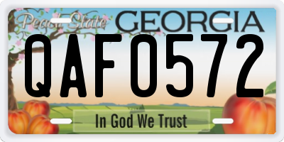 GA license plate QAF0572