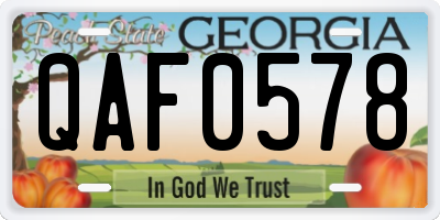 GA license plate QAF0578