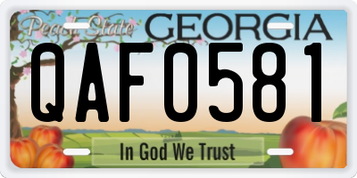 GA license plate QAF0581