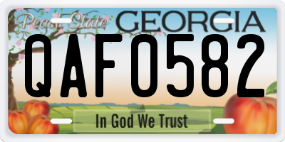 GA license plate QAF0582