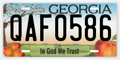 GA license plate QAF0586