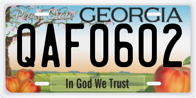 GA license plate QAF0602