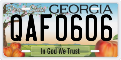 GA license plate QAF0606