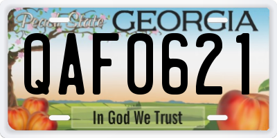 GA license plate QAF0621