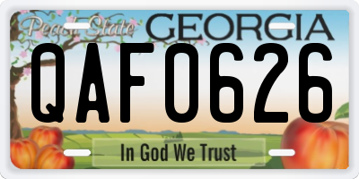 GA license plate QAF0626