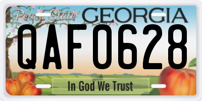GA license plate QAF0628