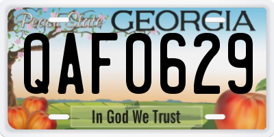GA license plate QAF0629